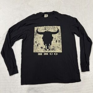 Comfort Colors Long Sleeve Steer Skull Graphic T-Shirt Black Large MMCO Western